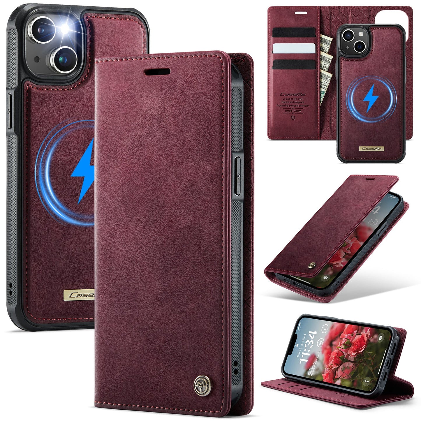 Retro Leather 2-in-1 MagSafe RFID Wallet Phone Case for iPhone 13