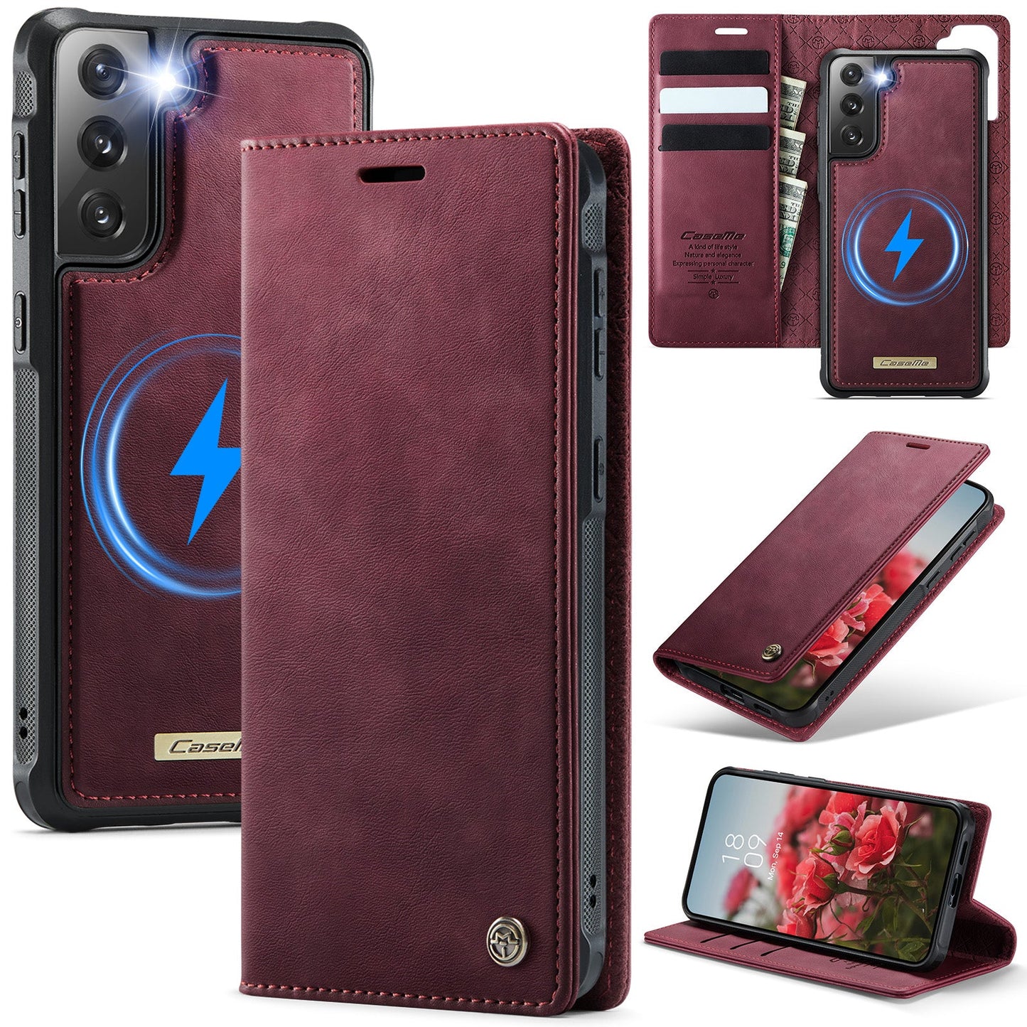 Retro Leather 2-in-1 MagSafe RFID Wallet Phone Case for Samsung Galaxy S21+