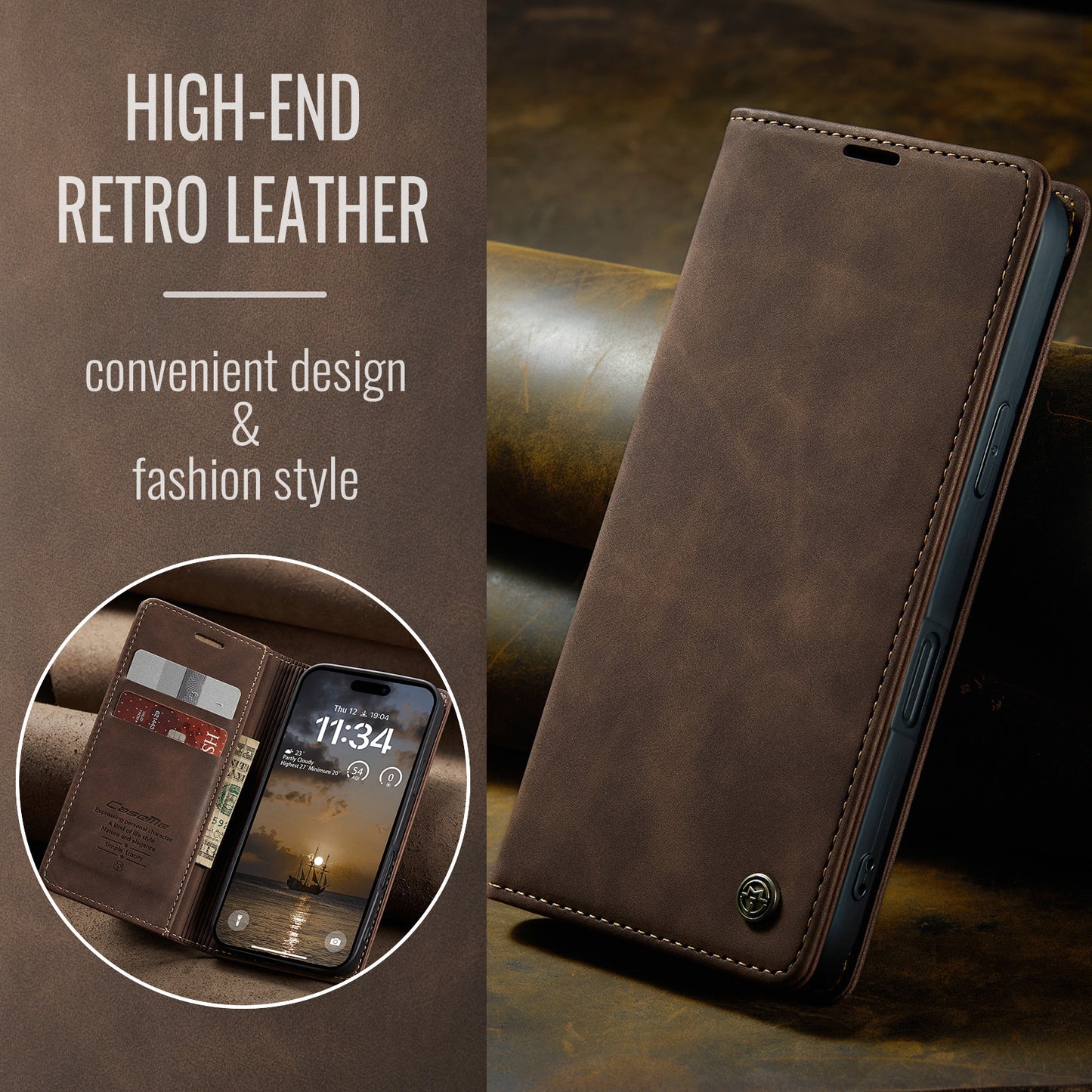 Multi-Function Retro Wallet Case for iPhone 17 Pro