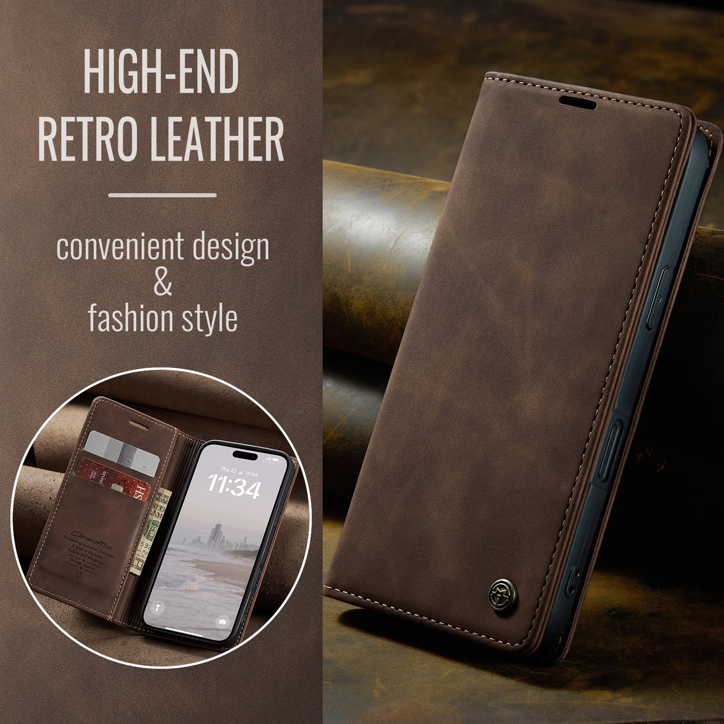 Multi-Function Retro Wallet Case for iPhone 16 Plus