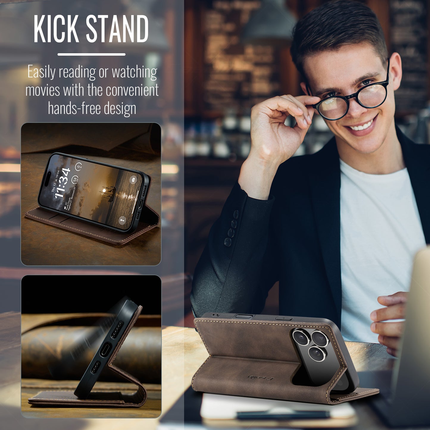 Multi-Function Retro Wallet Case for iPhone 17 Pro