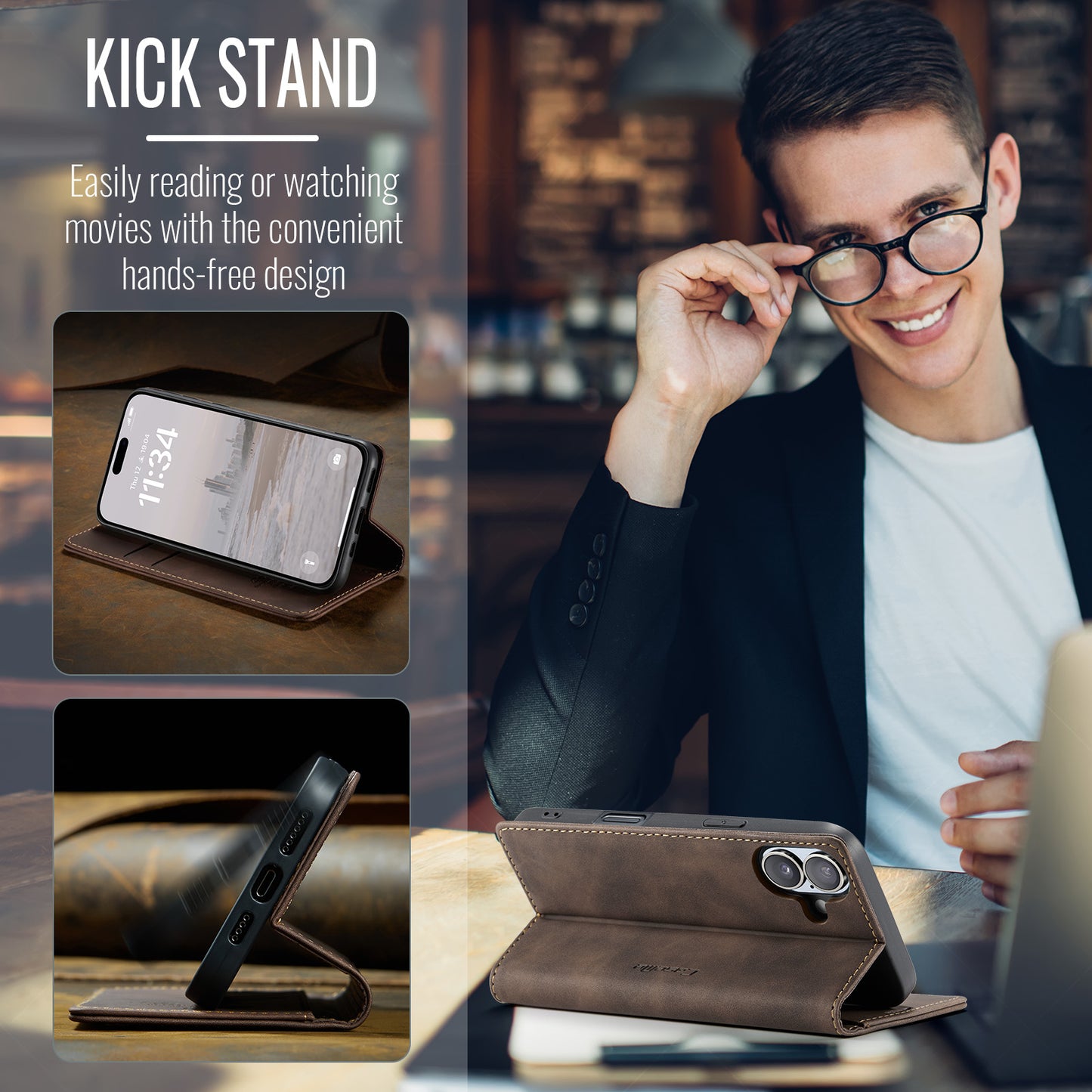 Multi-Function Retro Wallet Case for iPhone 16 Plus