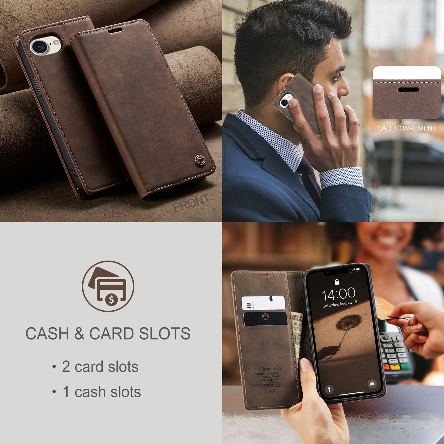 Multi-Function Retro Wallet Case for iPhone 16e