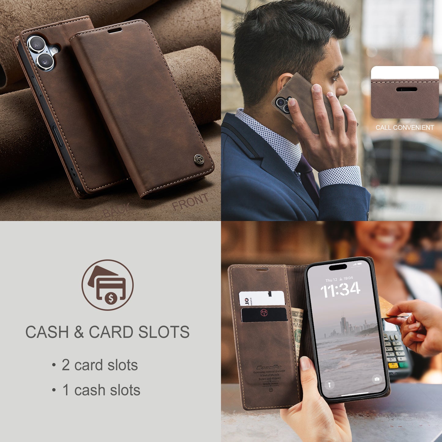 Multi-Function Retro Wallet Case for iPhone 16 Plus