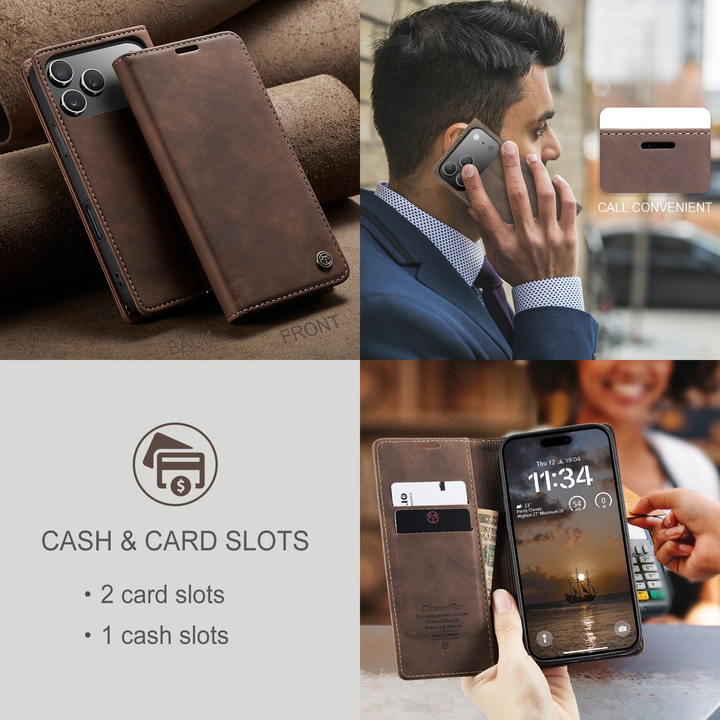 Multi-Function Retro Wallet Case for iPhone 17 Pro
