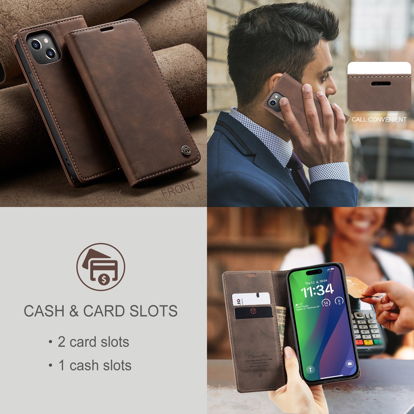 Multi-Function Retro Wallet Case for iPhone 14 Plus