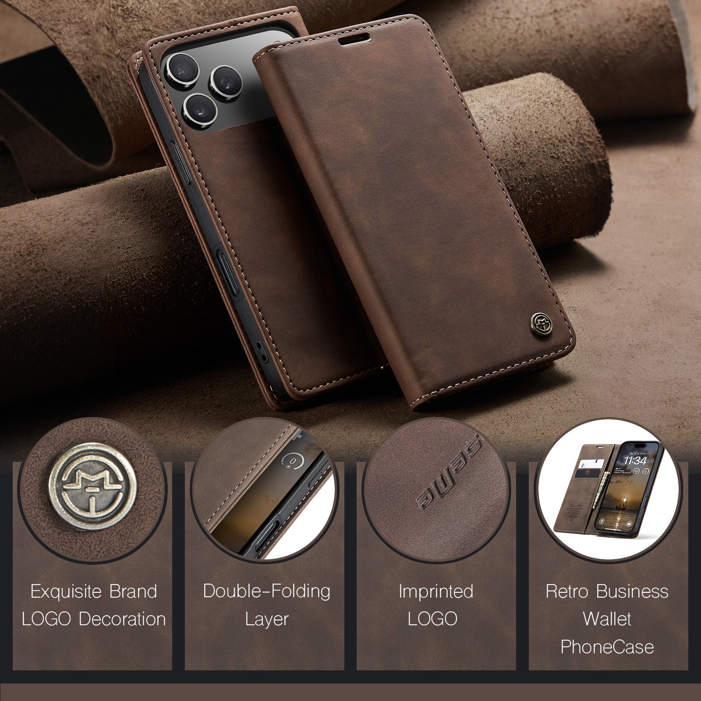 Multi-Function Retro Wallet Case for iPhone 17 Pro