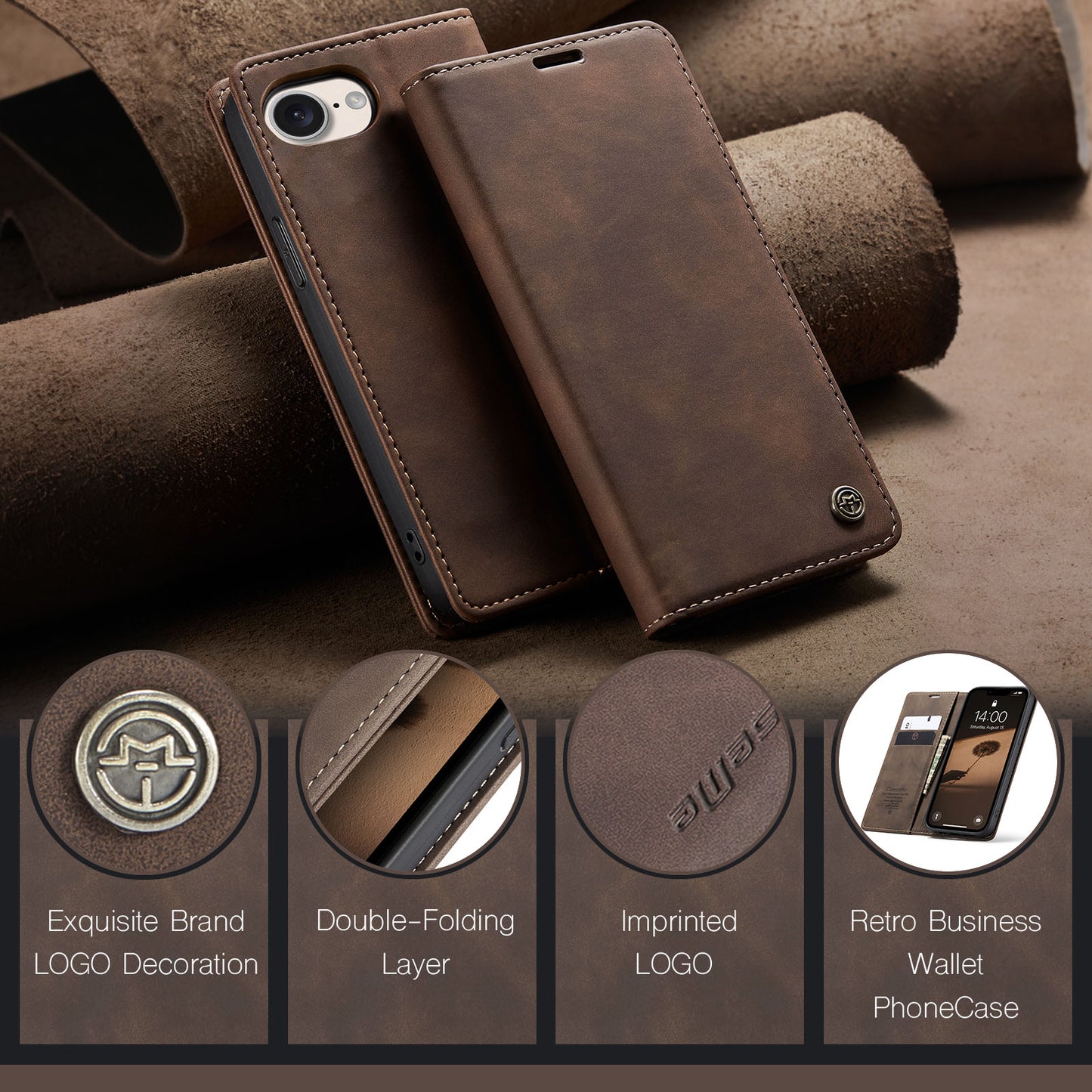 Multi-Function Retro Wallet Case for iPhone 16e