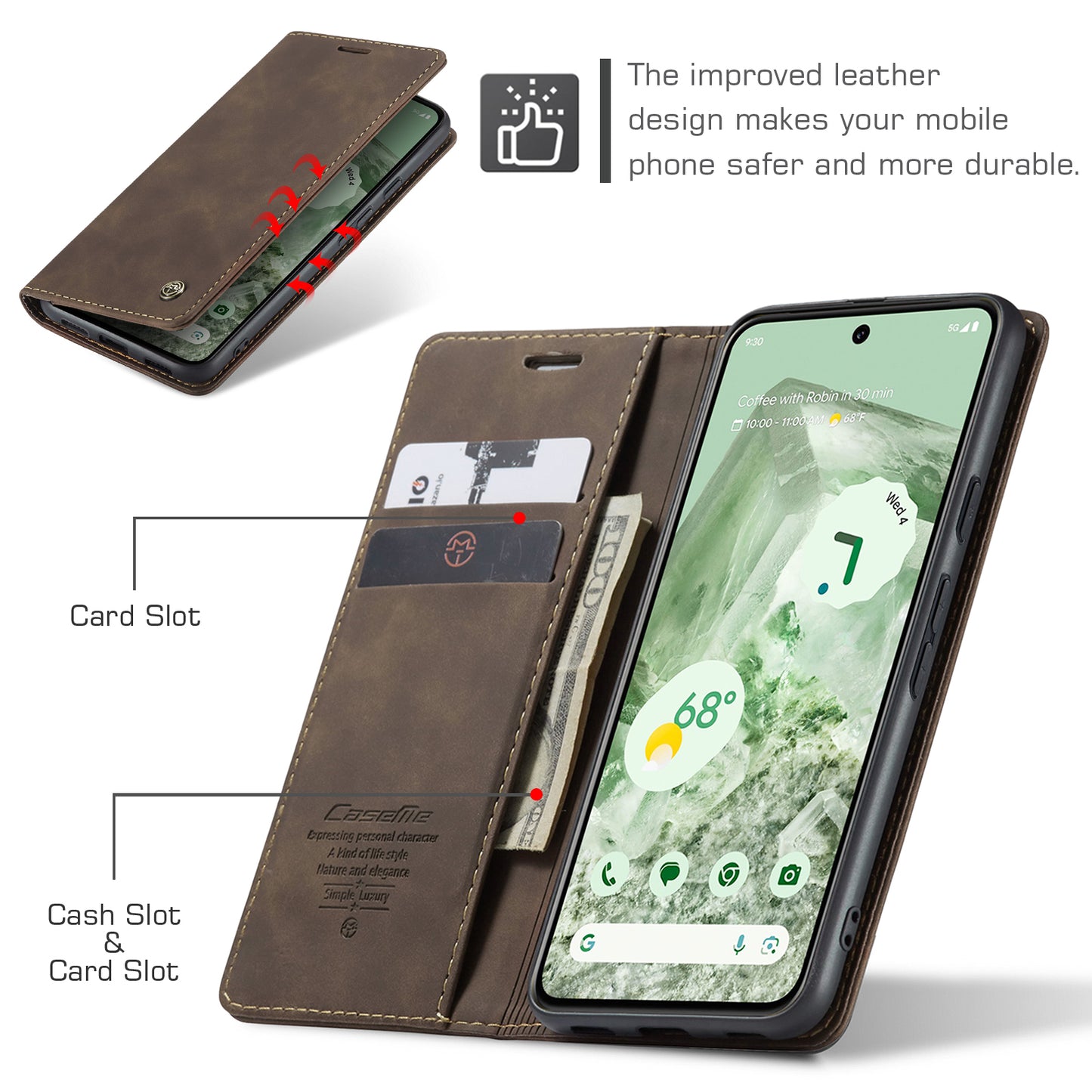 Multi-Function Retro Wallet Case for Google Pixel 8a