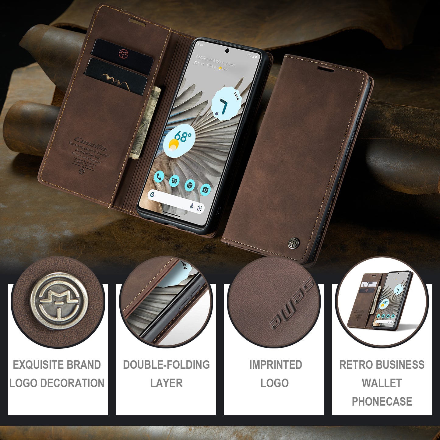 Multi-Function Retro Wallet Case for Google Pixel 7 Pro