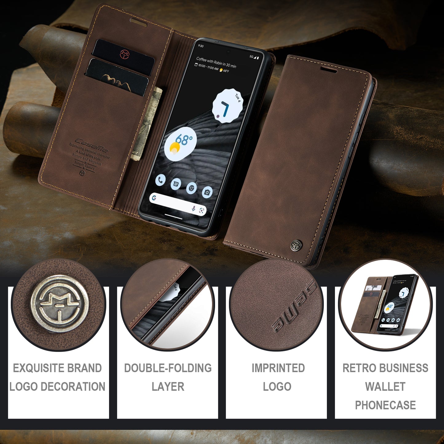 Multi-Function Retro Wallet Case for Google Pixel 7
