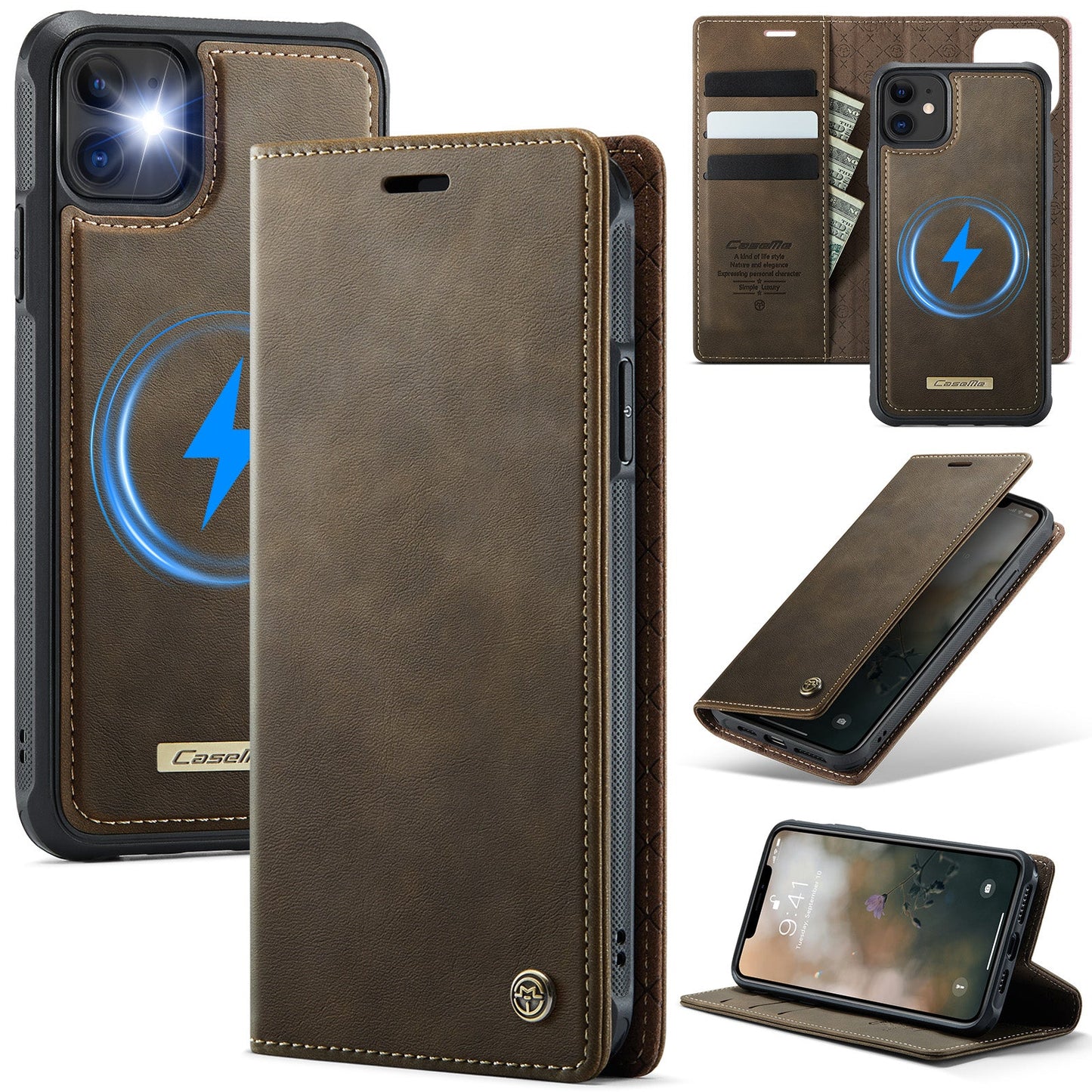 Retro Leather 2-in-1 MagSafe RFID Wallet Phone Case for iPhone 11