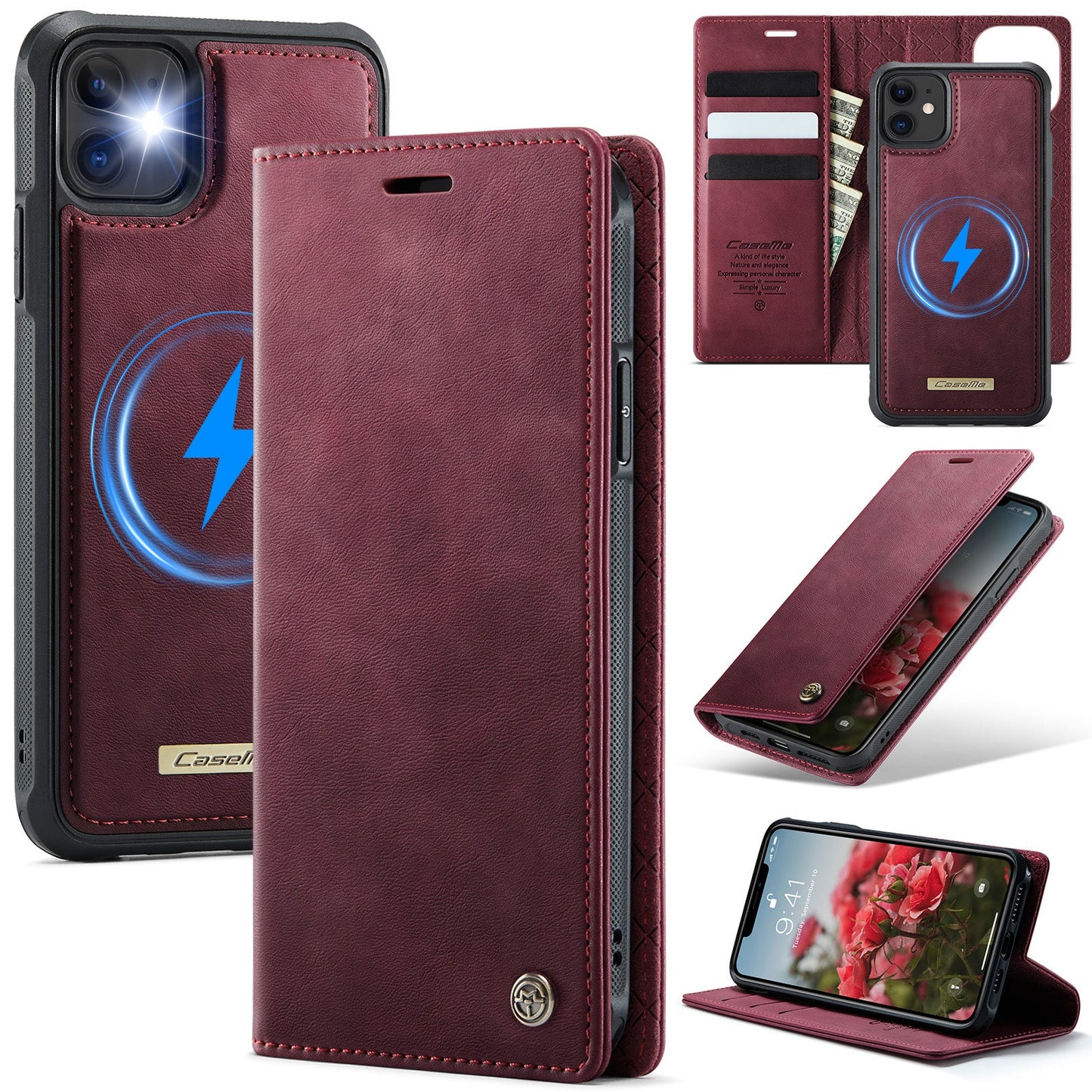 Retro Leather 2-in-1 MagSafe RFID Wallet Phone Case for iPhone 12
