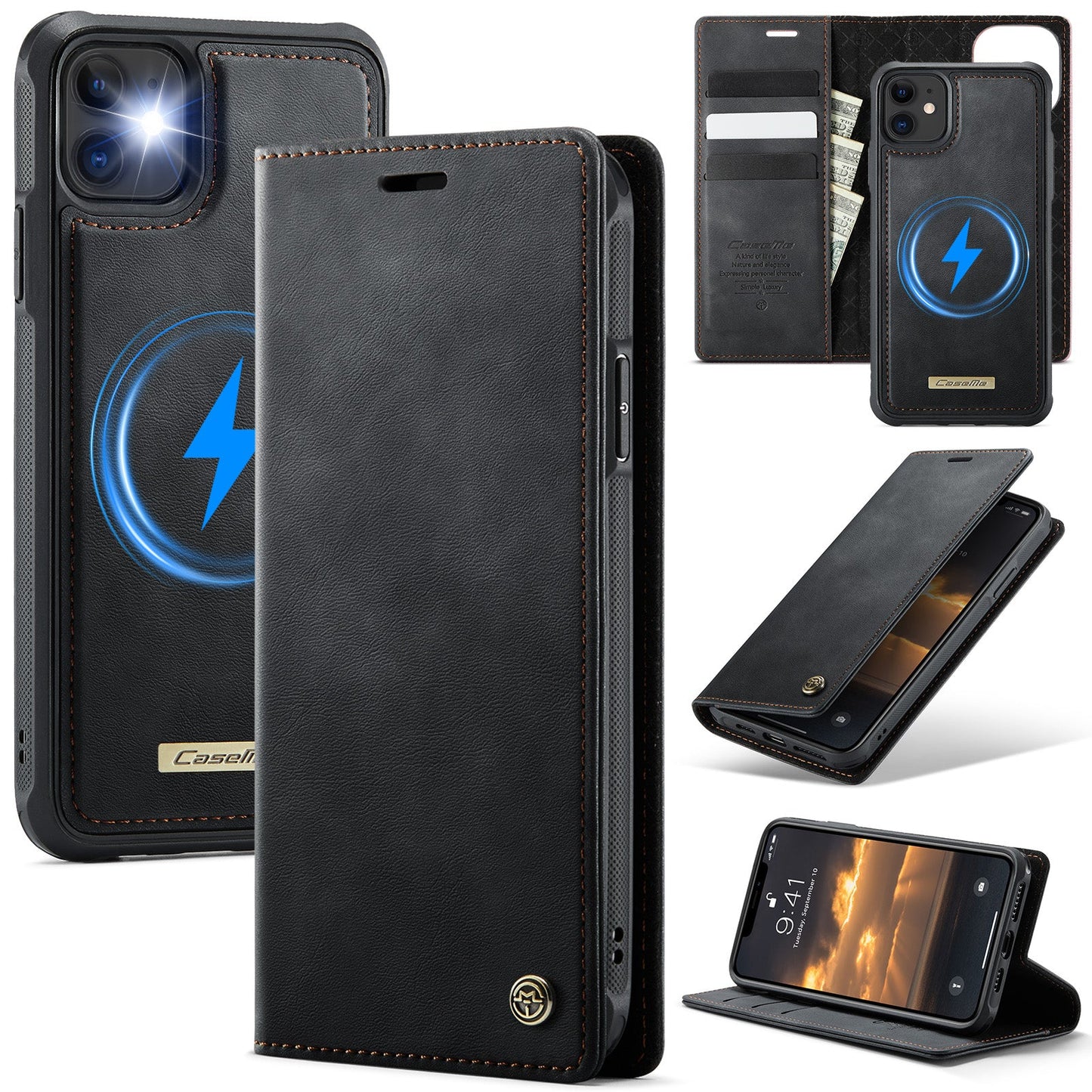 Retro Leather 2-in-1 MagSafe RFID Wallet Phone Case for iPhone 12