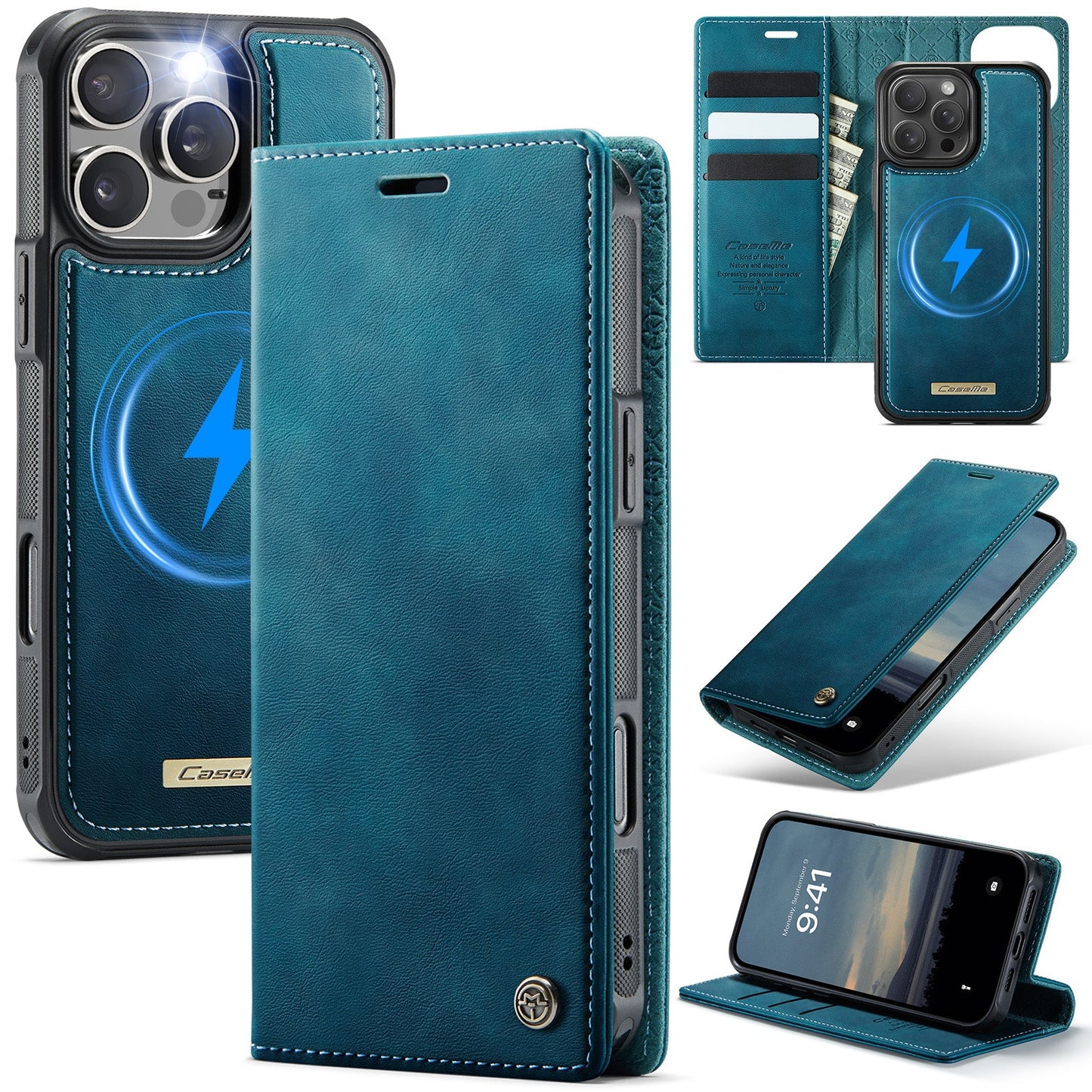 Retro Leather 2-in-1 MagSafe RFID Wallet Phone Case for iPhone 13 Pro
