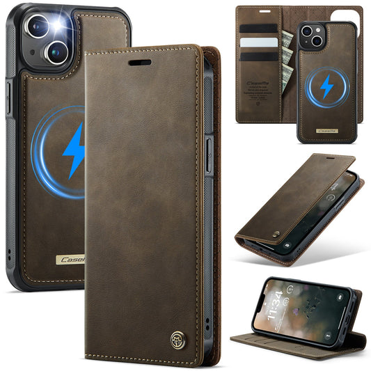 Retro Leather 2-in-1 MagSafe RFID Wallet Phone Case for iPhone 15 Plus