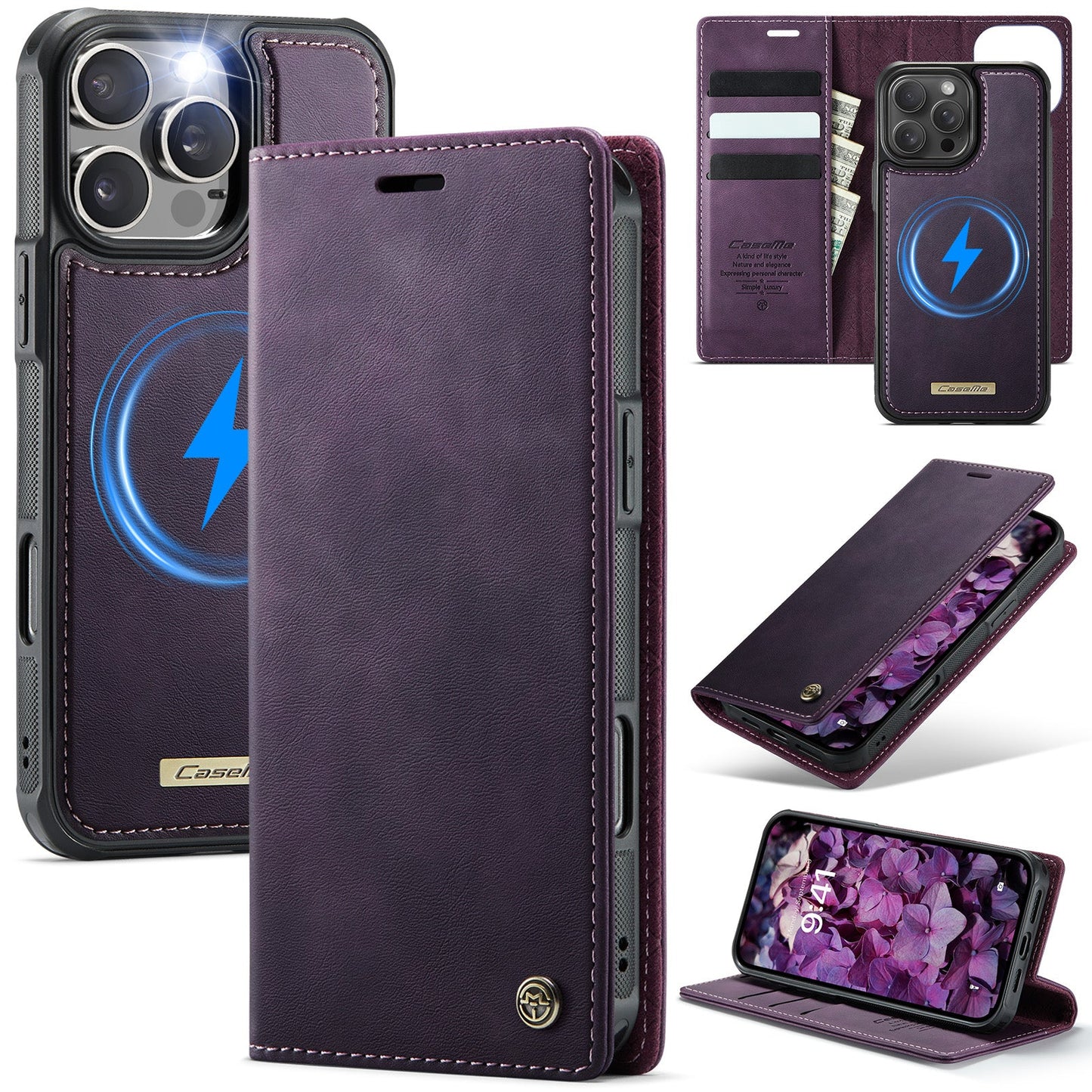 Retro Leather 2-in-1 MagSafe RFID Wallet Phone Case for iPhone 16 Pro Max