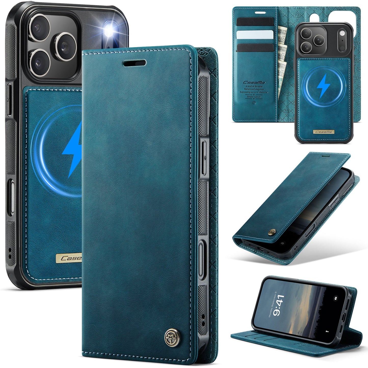 Retro Leather 2-in-1 MagSafe RFID Wallet Phone Case for iPhone 17 Pro