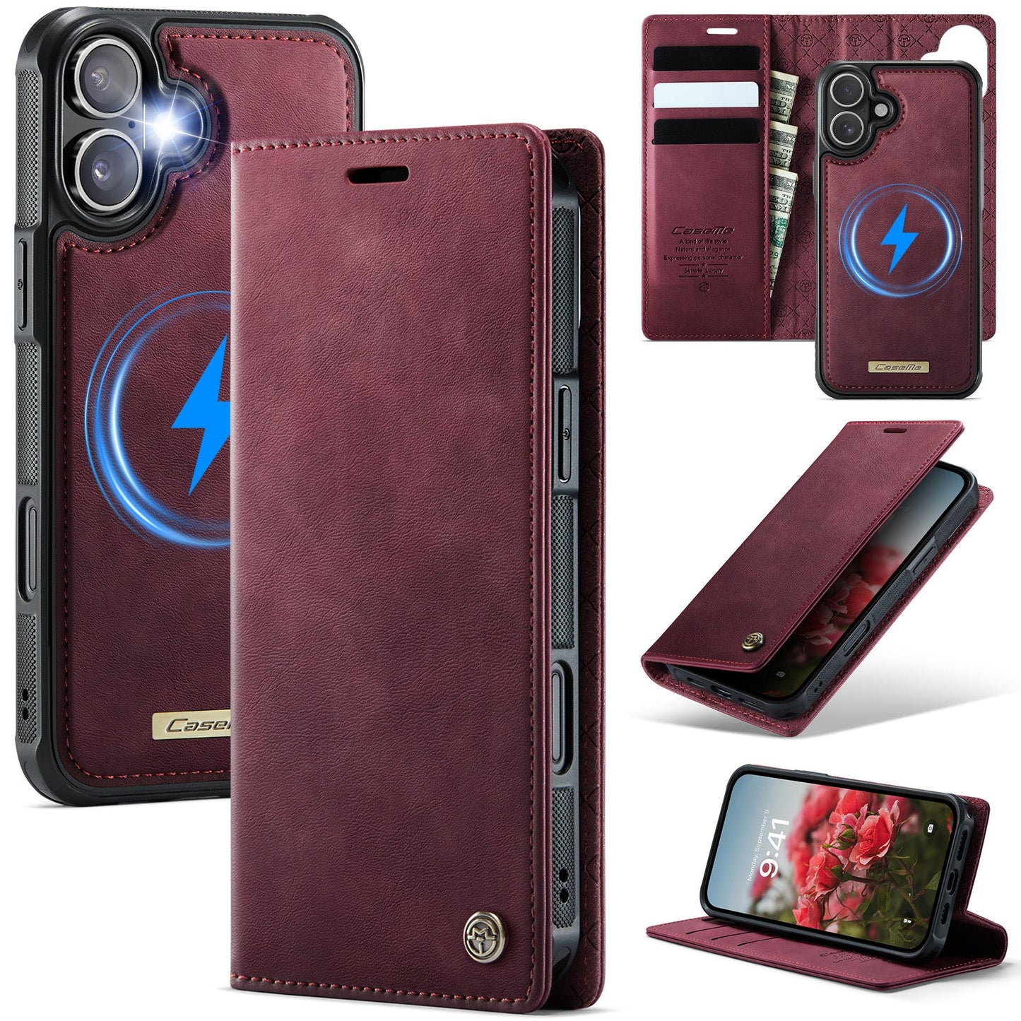 Retro Leather 2-in-1 MagSafe RFID Wallet Phone Case for iPhone 16 Plus