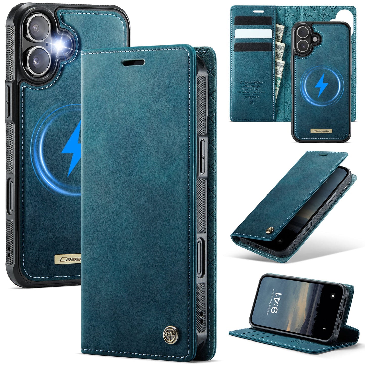 Retro Leather 2-in-1 MagSafe RFID Wallet Phone Case for iPhone 16 Plus