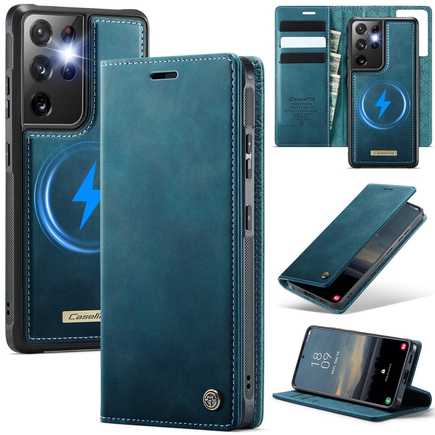 Retro Leather 2-in-1 MagSafe RFID Wallet Phone Case for Samsung Galaxy S21 Ultra