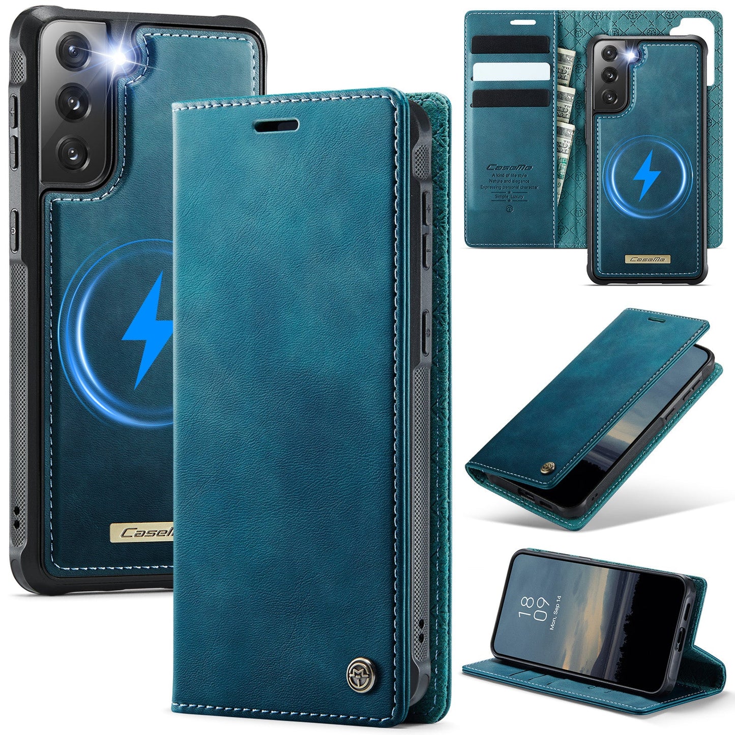 Retro Leather 2-in-1 MagSafe RFID Wallet Phone Case for Samsung Galaxy S21+