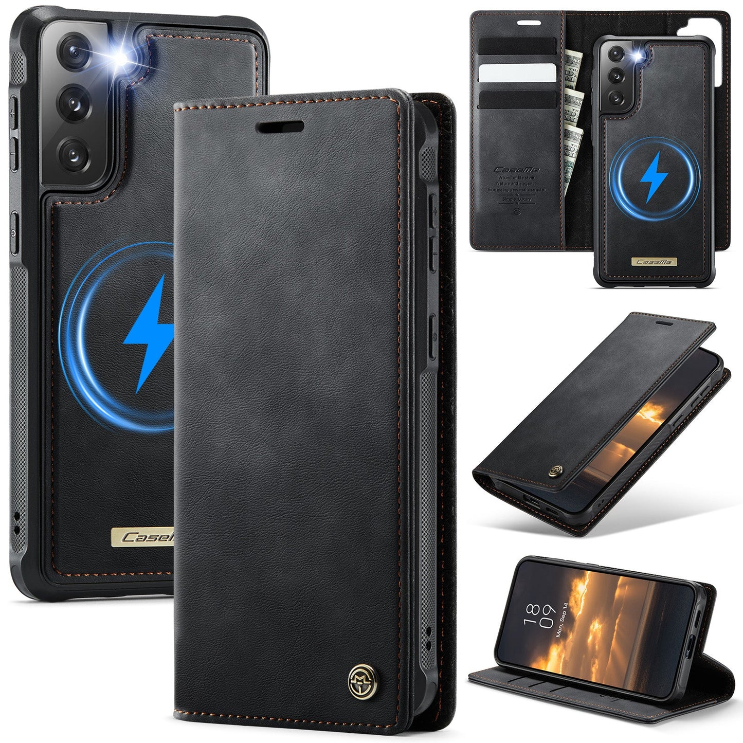 Retro Leather 2-in-1 MagSafe RFID Wallet Phone Case for Samsung Galaxy S22