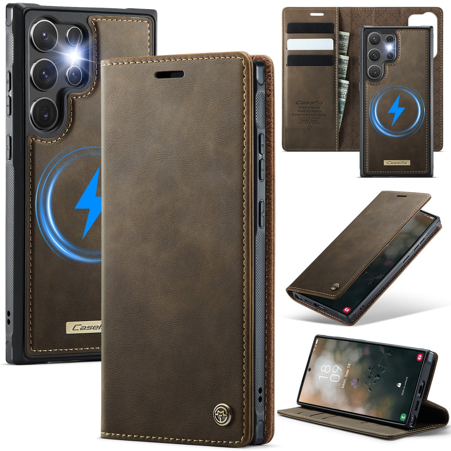 Retro Leather 2-in-1 MagSafe RFID Wallet Phone Case for Samsung Galaxy S25 Ultra
