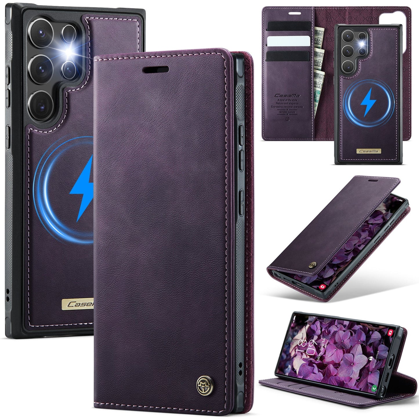 Retro Leather 2-in-1 MagSafe RFID Wallet Phone Case for Samsung Galaxy S24 Ultra