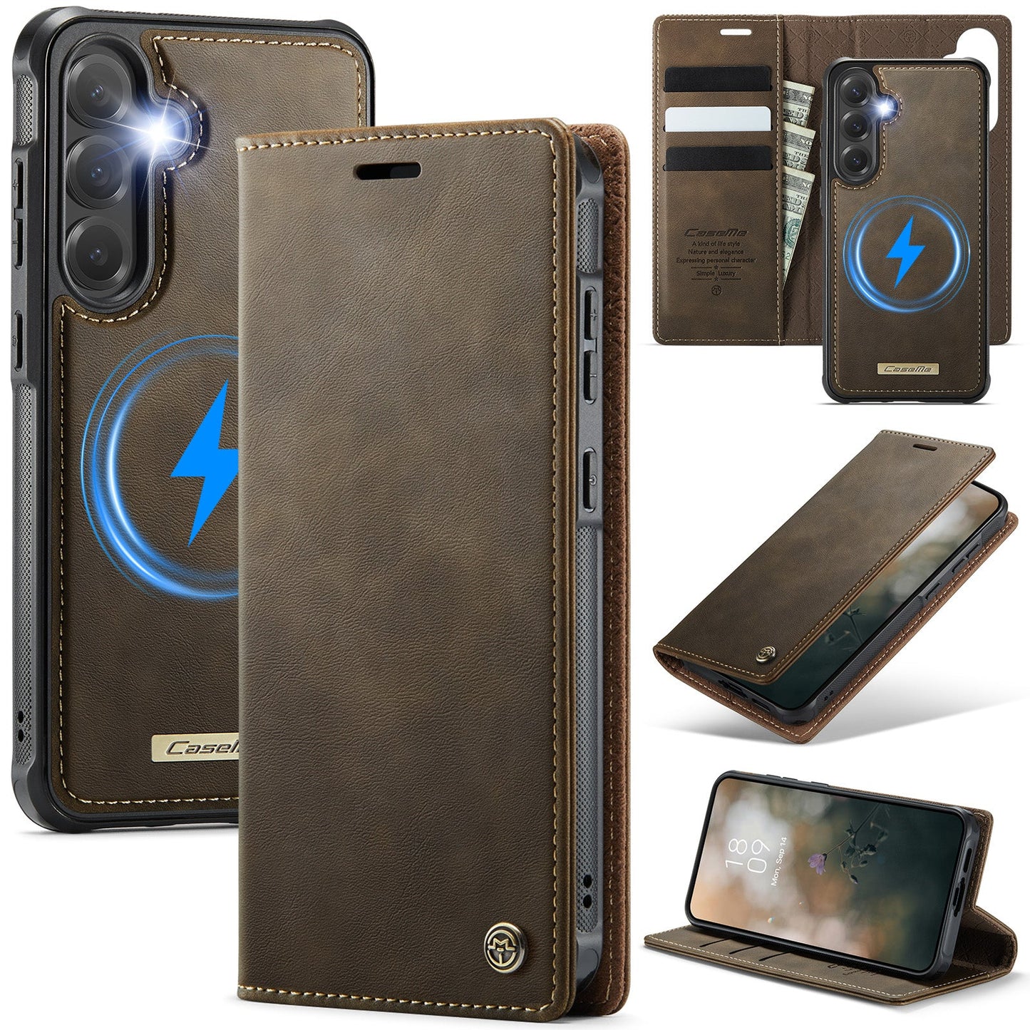 Retro Leather 2-in-1 MagSafe RFID Wallet Phone Case for Samsung Galaxy S23 FE