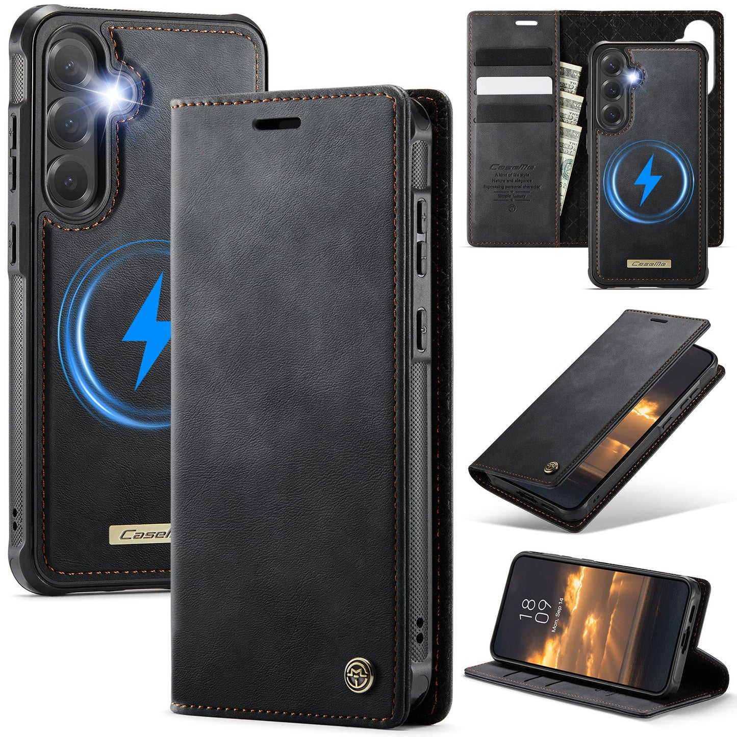 Retro Leather 2-in-1 MagSafe RFID Wallet Phone Case for Samsung Galaxy A14