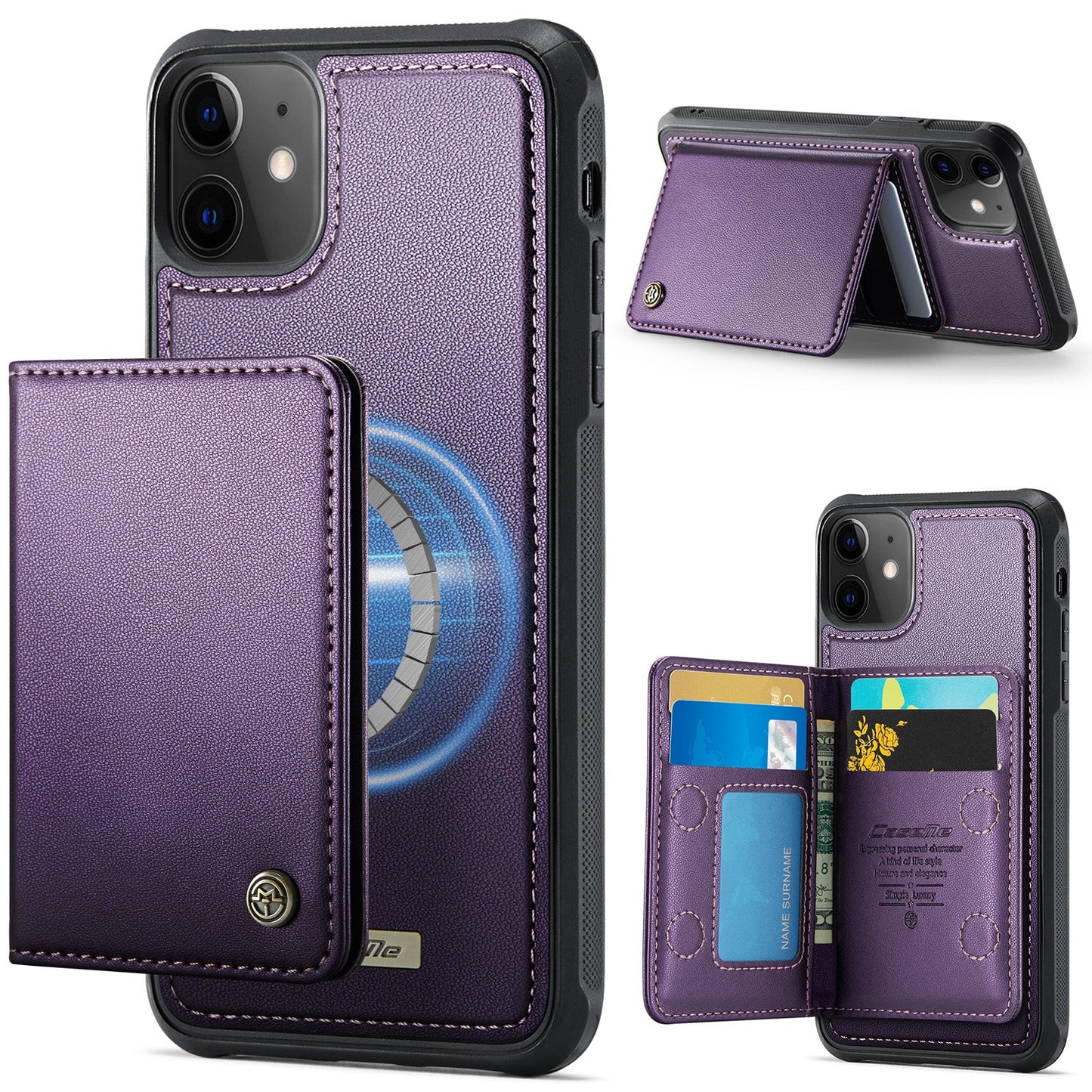 Magsafe Compatible Leather Detachable Wallet Case for iPhone 12