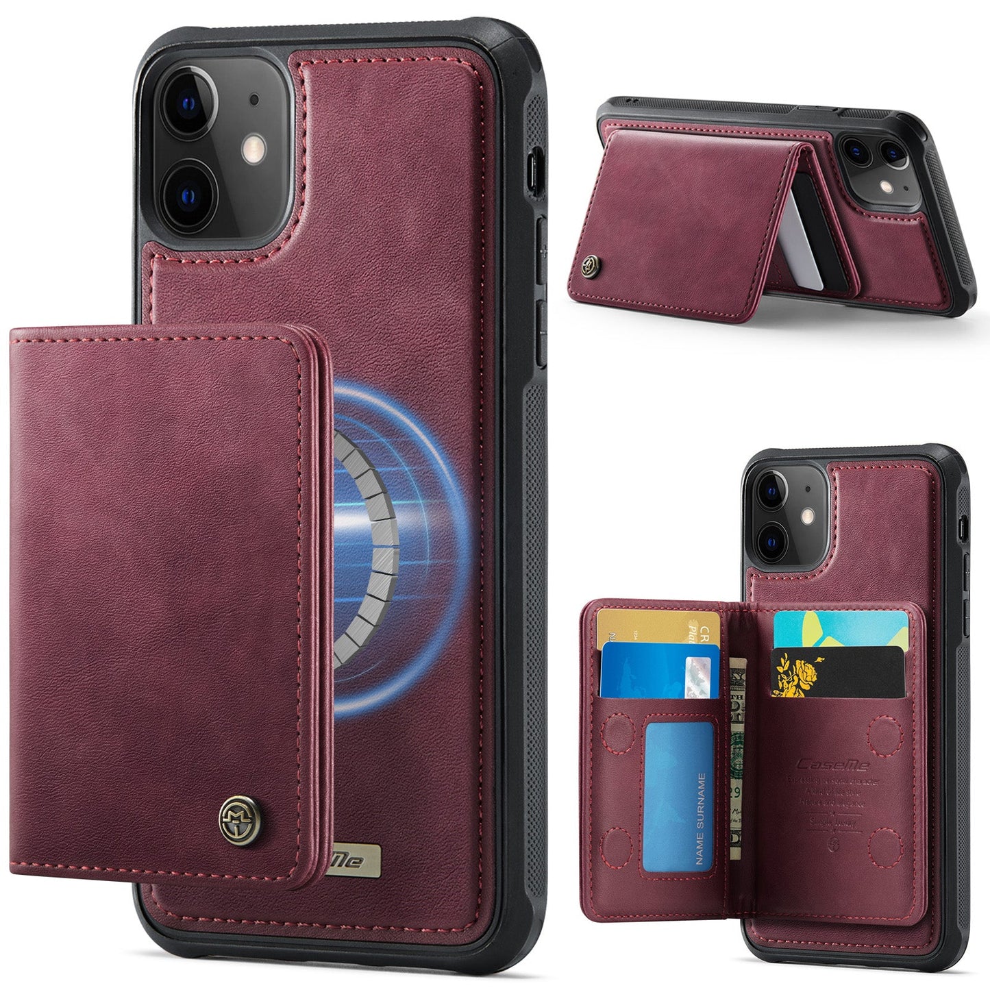 Magsafe Compatible Leather Detachable Wallet Case for iPhone 11