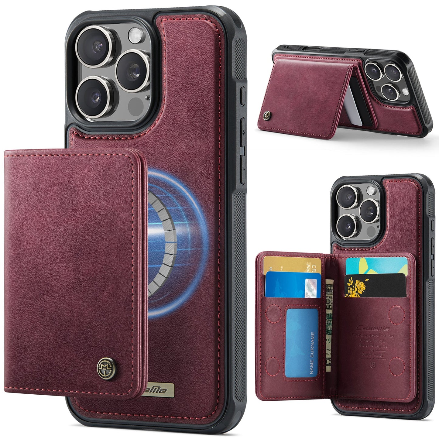 Magsafe Compatible Leather Detachable Wallet Case for iPhone 13 Pro Max