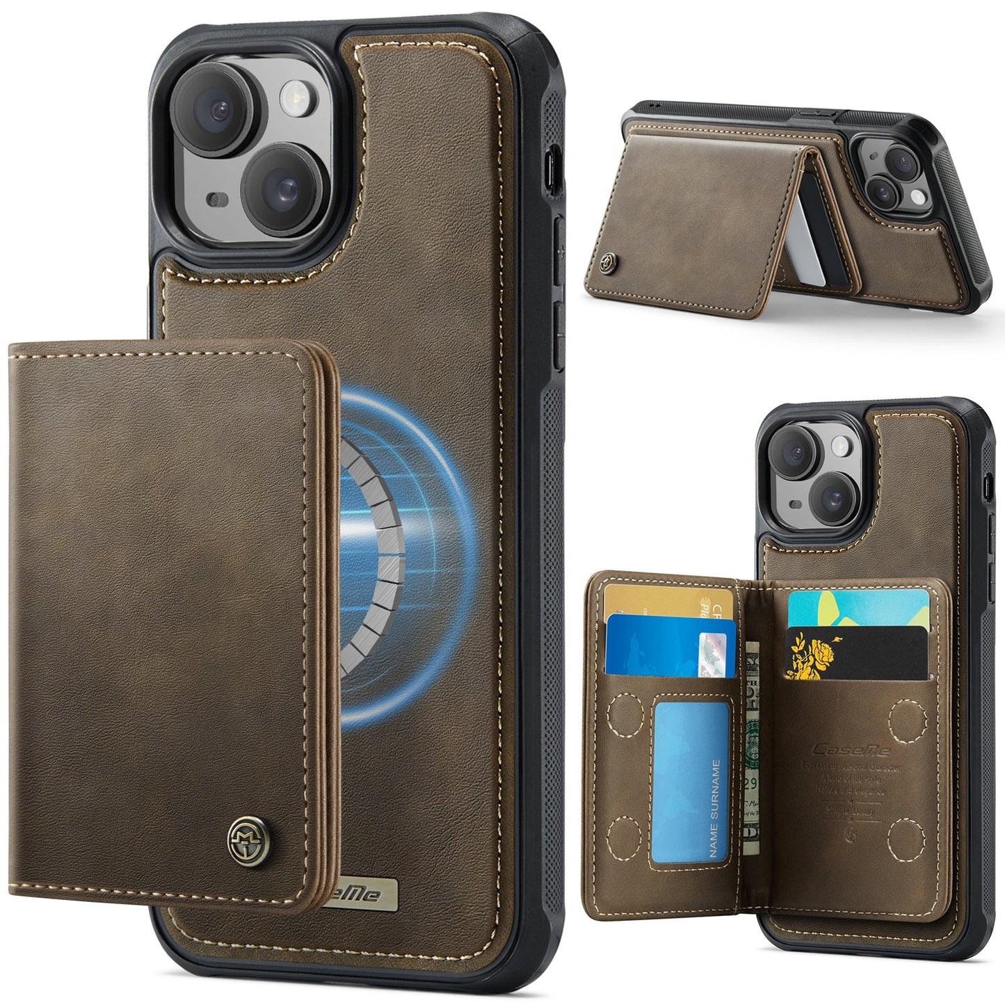 Magsafe Compatible Leather Detachable Wallet Case for iPhone 13