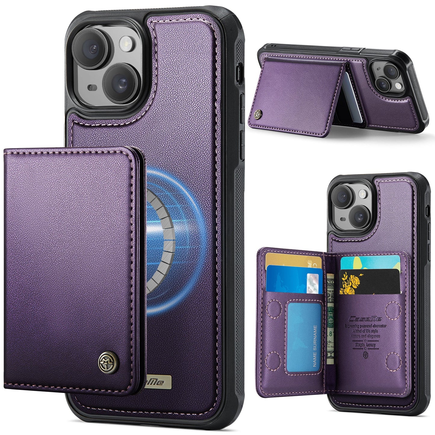 Magsafe Compatible Leather Detachable Wallet Case for iPhone 14