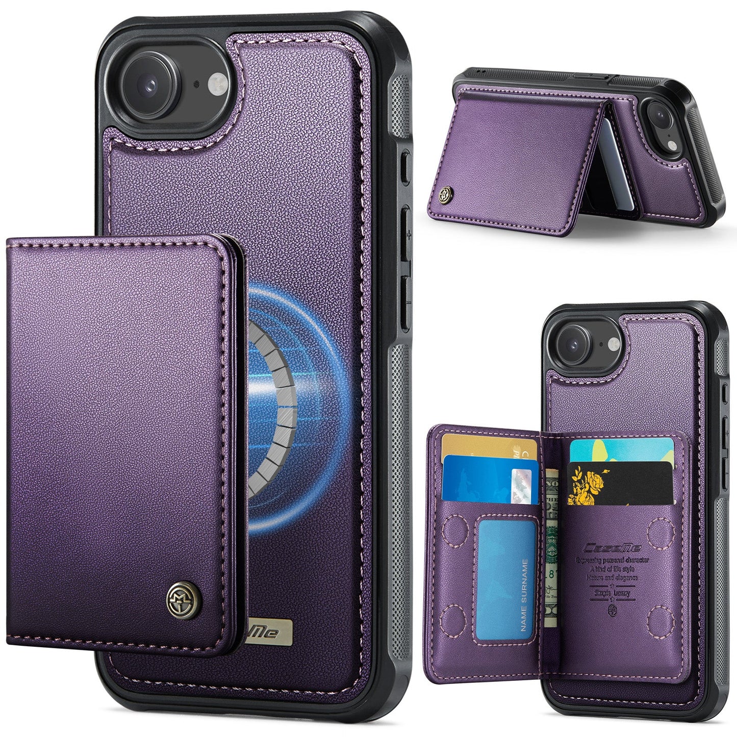 Magsafe Compatible Leather Detachable Wallet Case for iPhone 16e