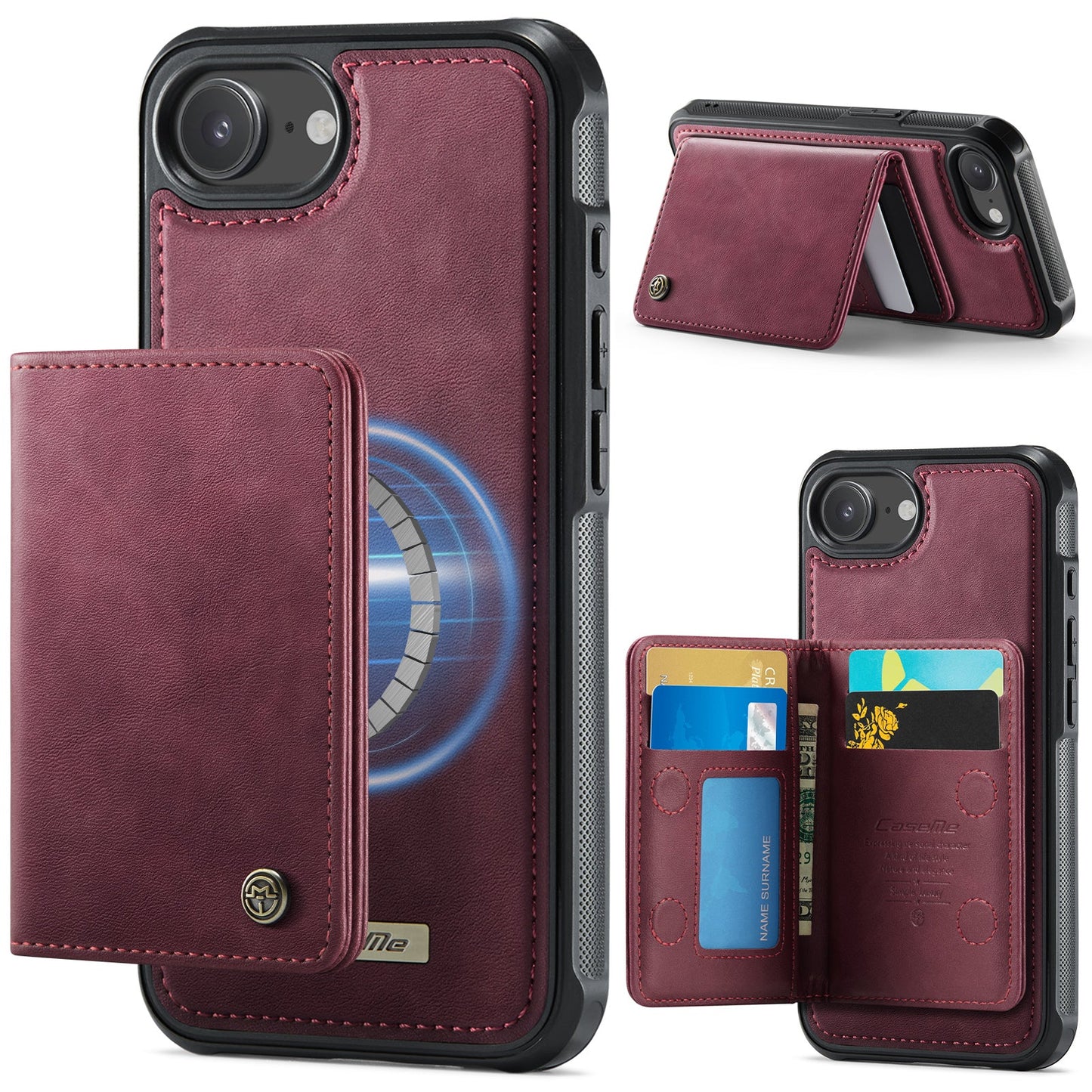 Magsafe Compatible Leather Detachable Wallet Case for iPhone 16e