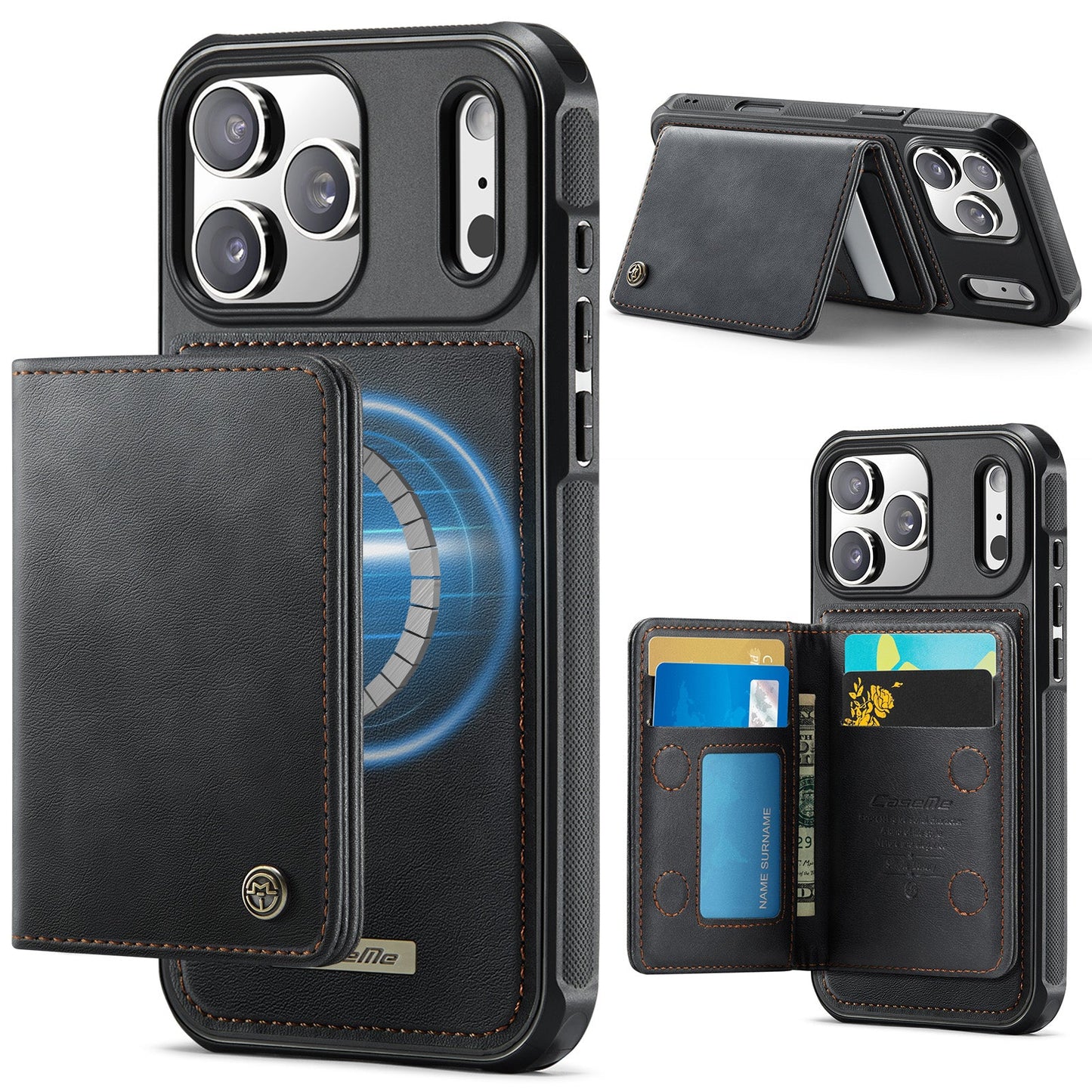 Magsafe Compatible Leather Detachable Wallet Case for iPhone 17 Pro