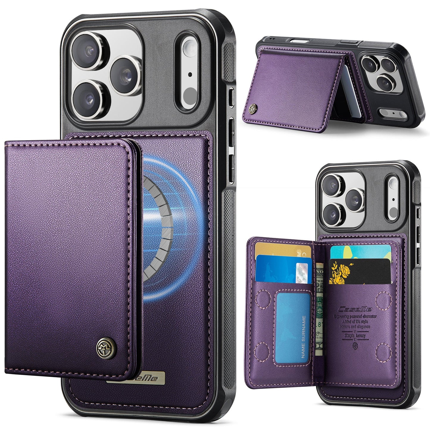 Magsafe Compatible Leather Detachable Wallet Case for iPhone 17 Pro
