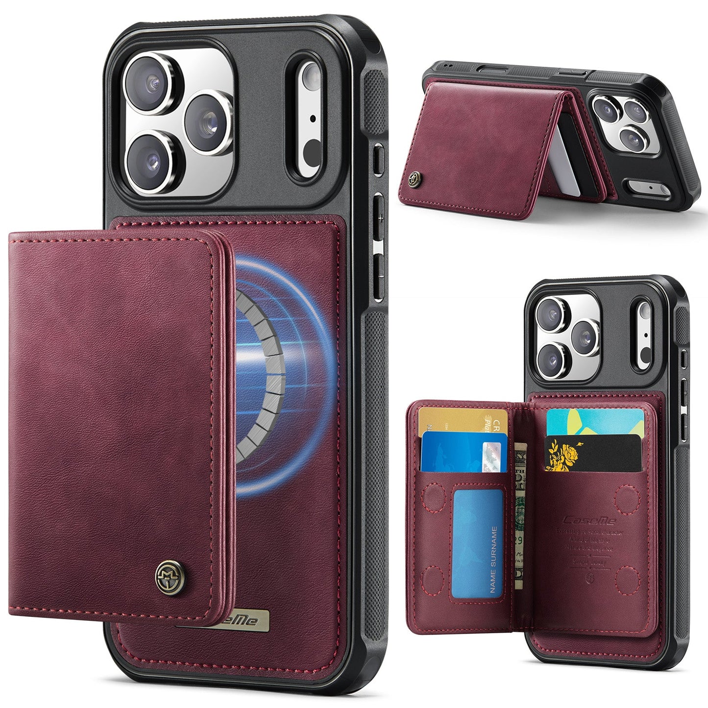 Magsafe Compatible Leather Detachable Wallet Case for iPhone 17 Pro