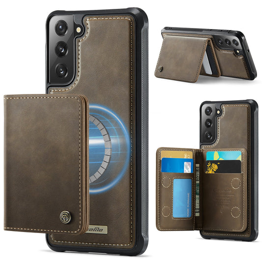Magsafe Compatible Leather Detachable Wallet Case for Samsung Galaxy S22+