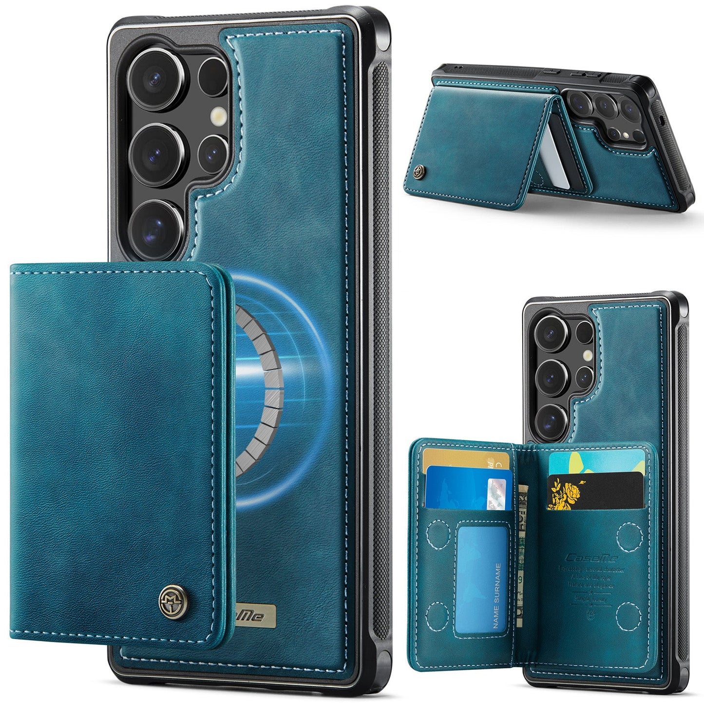 Magsafe Compatible Leather Detachable Wallet Case for Samsung Galaxy S23 Ultra