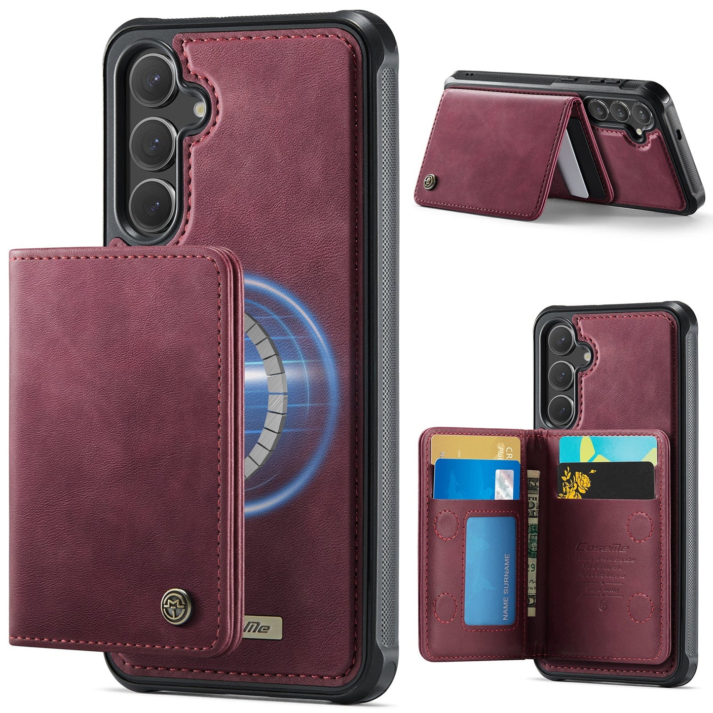 Magsafe Compatible Leather Detachable Wallet Case for Samsung Galaxy S25+